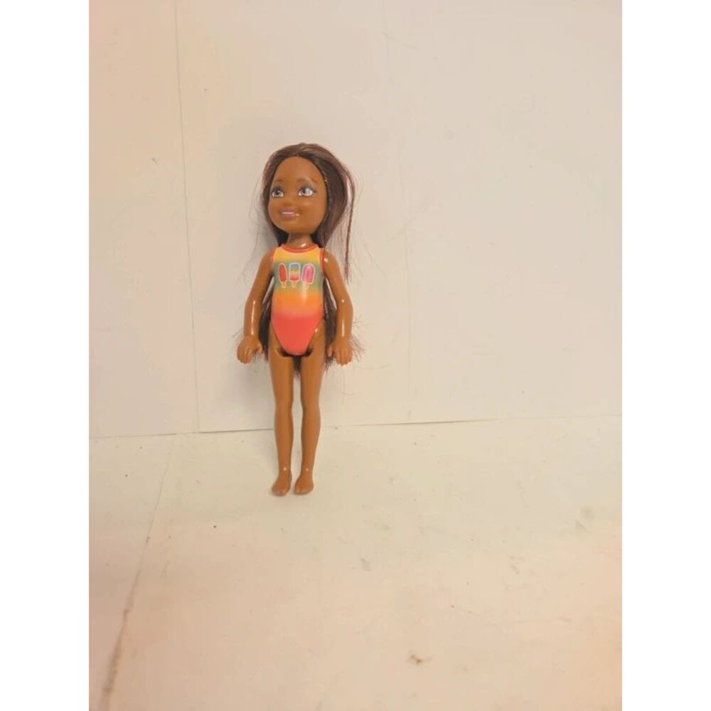 Barbie Club Chelsea Doll Brunette 5.5" Loose Beach Theme Popsicle Swimsuit